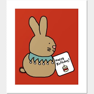 Animals Birthday Greetings Bunny Rabbit says Happy Birthday Posters and Art